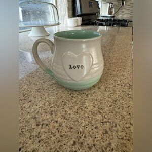 Love Heart Mug - White and Mint Green